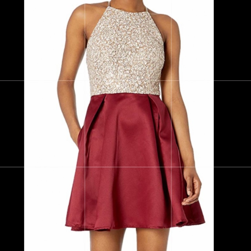 Speechless Women's High Neck Sleeveless Fit and Flare Party Dress